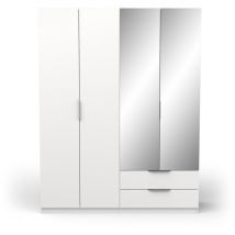 Kleiderschrank mit 4 Türen, 2 Schubladen und 2 Spiegeln Ghost - L157,3 cm