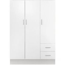 Kleiderschrank 3 Türen Calahorra, Schlafzimmermöbel, Geschlossener begehbarer Kleiderschrank, Kleiderschrank mit 3 Türen und 2 Schubladen, 120x50h170