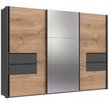Kleiderschrank mit Passepartoutleisten 312 cm breit in Eiche PORTOFINO-43