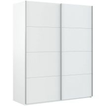 Garderobe Ponce, Schlafzimmer Kleiderschrank mit 2 Schiebetüren, Schrank mit Kleiderstange und 2 Einlegeböden, cm 150x60h200, Weiß