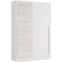 Garderobe Downey, Schlafzimmer Kleiderschrank Mit 2 Schiebetüren, Schrank Mit Kleiderstange Und 3 Einlegeböden, Cm 120x50h200, Altweiß