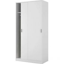 Garderobe Lansing, Schlafzimmer Kleiderschrank mit 2 Schiebetüren, Schrank mit Regal und Kleiderbügelstange, cm 100x50h200, Weiß