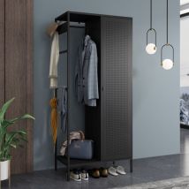 Kleiderschrank Puumala 180x80x45 cm Metall Schwarz [en.casa]