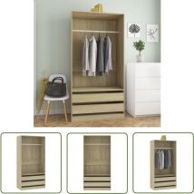 The Living Store Kleiderschrank Sonoma-Eiche 100x50x200 cm Holzwerkstoff - Schreibtisch - Holzschrank - Garderobe - Kommode - Wohnzimmermöbel
