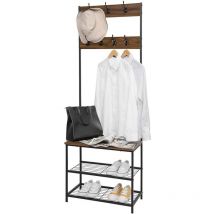 Kleiderständer aus Metall mit 7 Haken dunkelbraun - Woltu