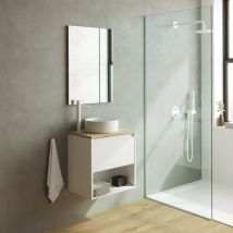 Amizuva - Klein 50cm Meuble Et Vasque Avec Un Tiroir Et Un Niche, Blanc Brillant.