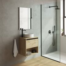 Amizuva - Klein 50cm Meuble Et Vasque Avec Un Tiroir Et Un Niche, Chêne Colonial.