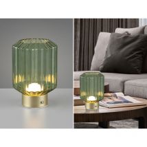 Kleine Akku Tischleuchte lord mit Glas Lampenschirm Grün, Höhe 19cm