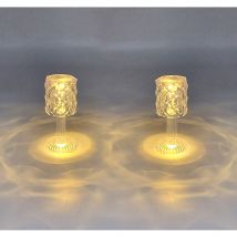 Spetebo - Led Mini Tischleuchte Warm Weiß In Kristall Optik - Gerade / 12 Cm - Kleine Moderne Deko Tisch Lampe Batterie Betrieben