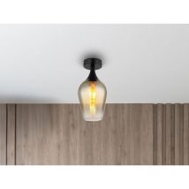 Meinewunschleuchte - Kleine led Deckenleuchte mit Glas Lampenschirm Gold, Ø15cm