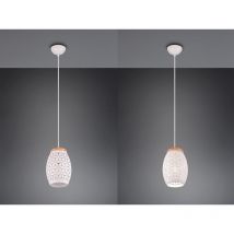 Kleine LED Pendelleuchte in Weiß mit ausgefallenem Stanzmuster, Ø 15cm