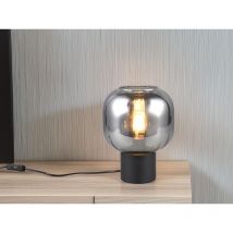 Kleine led Tischleuchte mit Glasschirm Chrom bedampft, Höhe 26cm