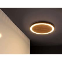 LED Deckenleuchte MOON für Wand & Decke Holzoptik 3 Stufen dimmbar, Ø 40cm