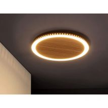 Led Deckenleuchte moon für Wand & Decke Holzoptik 3 Stufen dimmbar, ø 50cm