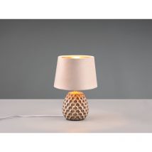 Reality Leuchten - Retro Tischleuchte Ariana Mit Samtschirm In Beige/gold, Höhe 27cm