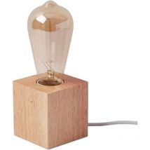 Kleine Tischlampe, Nachttischlampe mit quadratischem Holzsockel, Nachttischlampe, E27, 60 w, perfekt für Schlafzimmer, Wohnzimmer oder Büro