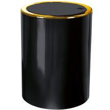 Pattumiera per cosmetici Golden Clap, abs, nero, secchio 5 l, cilindrico - Kleine Wolke