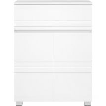 Songmics - Kleines Aufbewahrungsmöbel 1 Schublade und 2 Türen Weiß Hochglanz - H80 cm