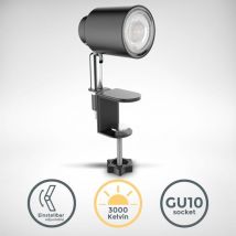 Klemmlampe - 5W, 400lm, led, mit Stecker, dimmbar, warmweiß, schwarz