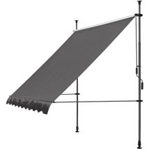 Klemmmarkise 300 x130cm Grau Balkonmarkise Sonnenschutz Terrassenüberdachung Höhenverstellbar von 200-290cm Markise Balkon ohne Bohren