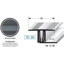Klick-Übergangsprofil / Übergangsschiene für Laminat / Parkett 'Southgate', Höhe 15 - 24 mm, 35 mm breit, 2-teilig, Aluminium eloxiert-bronze