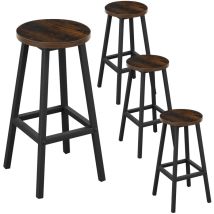 Barhocker 4er Set, Barstühle Küchenstühle, rund Tresenhocker mit Fußstütze, Küchenhocker mit Metallgestell, bis 150 kg belastbar, für Bar Kücheninsel