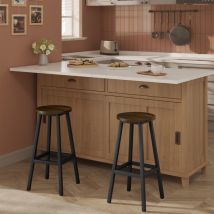 Barhocker 2er Set, Barstühle Küchenstühle, rund Tresenhocker mit Fußstütze, Küchenhocker mit Metallgestell, bis 150 kg belastbar, für Bar Kücheninsel