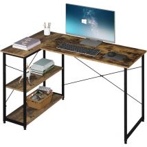 Klihome - Bureau d'angle, 120x72, 5x72cm, Bureau avec Rangement, Bureau en l, Bureau Chambre, Bureau Informatique, en Métal et Bois d'Ingénierie,