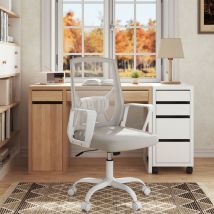 Klihome - Bürostuhl ergonomisch, Drehstuhl Chefsessel mit Faltbarer Rückenlehne, drehbar und höhenverstellbar, Computerstuhl mit 360° schwenkbaren