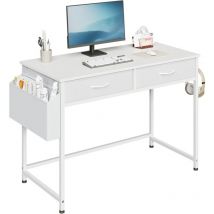 Klihome - Escritorio Moderno para pc para Oficina o Dormitorio 2 Cajones de Tela, 100x48x75cm