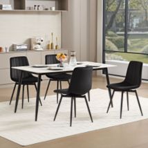 Esszimmerstühle 4er Set, Küchenstühle mit Rückenlehne, Ergonomisch Polsterstuhl, für Esszimmer Küche, Schwarz - Klihome