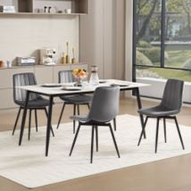 Esszimmerstühle 4er Set, Küchenstühle mit Rückenlehne, Ergonomisch Polsterstuhl, für Esszimmer Küche, Dunkelgrau - Klihome