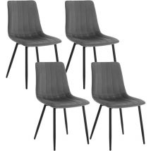 Klihome - Juego de 4 Sillas de Comedor con Asiento y Respaldo Tapizados para Cocina con Tapicería de Terciopelo y Patas de Metal, Gris Oscuro