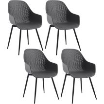 Lot de 4 Chaises Salle à Manger, Chaise Scandinave, Chaise Cuisine, Fauteuil Salle à Manger en pp, Pieds en Métal, Gris - Klihome