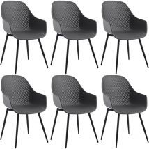 Klihome Lot de 6 Chaises Salle à Manger, Chaise Scandinave, Chaise Cuisine, Fauteuil Salle à Manger en PP, Pieds en Métal, Gris