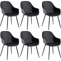 Lot de 6 Chaise Salle à Manger, Fauteuil Salle à Manger, Chaise Scandinave, Chaise Cuisine, en pp, Pieds en Métal, Noir - Klihome