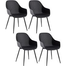 Lot de 4 Chaise Salle à Manger, Fauteuil Salle à Manger, Chaise Scandinave, Chaise Cuisine, en pp, Pieds en Métal, Noir - Klihome