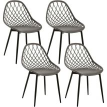 Klihome - Lot de 4 Chaises Salle à Manger, Chaise Scandinave, Chaise en Coque, Chaise Plastique, Chaise de Cuisine, Dossier et Siège en pp, Pieds en