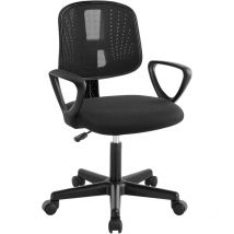 Klihome - Sedia per Bambini Girevole 5 Ruote Ufficio Cameretta Scrivania Schienale Ergonomico,Nero