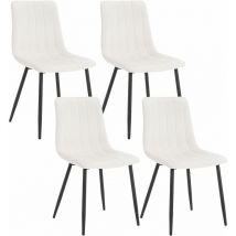 Klihome - Set di 4 Sedie per Sala da Pranzo con Schienale Seduta e Schienale Imbottito per Cucina con Rivestimento in Velluto Gambe in Metallo, Crema