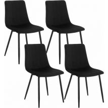 Klihome - Set of 4 Designer Velvet Dining Chairs Metal Legs, Black