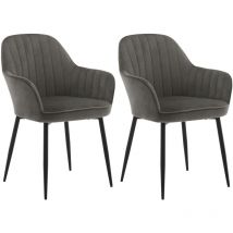Klihome - Set of 2 Velvet & Metal Legs Dining Chairs Accent home & restaurants, Dark Grey