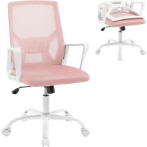 Klihome Silla de oficina ejecutiva giratoria transpirable rosa