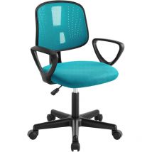 Klihome - Silla Infantil Giratoria 5 Ruedas Oficina Dormitorio Escritorio Respaldo Ergonómico, Turquesa