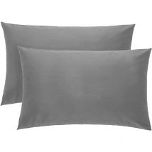 Coppia Federe Grigio 100% Cotone, 52 x 82 Cm, Set Di 2 Cuscino Letto, Chiusura a Busta, Tinta Unita, Made In Italy - Klulk
