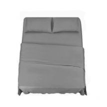 Set Lenzuola Completo Letto Matrimoniale Grigio, Lenzuolo Sotto Con Angoli + Lenzuolo Sopra + 2 Federe - Klulk