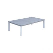 Klulk - Tavolino Da Esterno Martinica In Alluminio Verniciato Bianco Con Piano In Vetro Effetto Materico l 120 x p 65 x h 33 Cm
