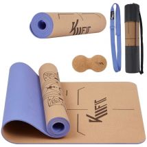 KM-Fit TPE yoga mat gymnastics mat with carrying strap yoga mat padded & non-slip sports mat for fitness, pilates & gymnastics workout with carrying