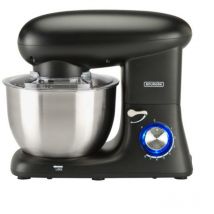 Bourgini Küchenmaschine Chef Plus 5,5L Schwarz 1400 Watt 8 Geschwindigkeitsstufen Edelstahl Rührhaken Spritzschutz