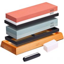 Lifcausal - Ensemble de pierres à aiguiser pour couteaux 400/1000 et 3000/8000 Pierres à aiguiser à double face pour affûter les couteaux Kit de